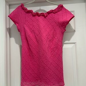 Lilly Pulitzer Vibrant Pink Ruffled Tee